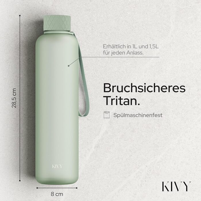 Пляшка для води 1 л тританова, світло-зелена KIVY