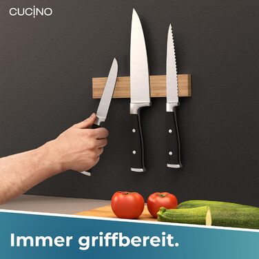 Магнітний тримач для ножів настінний 25 см, бамбук CUCINO