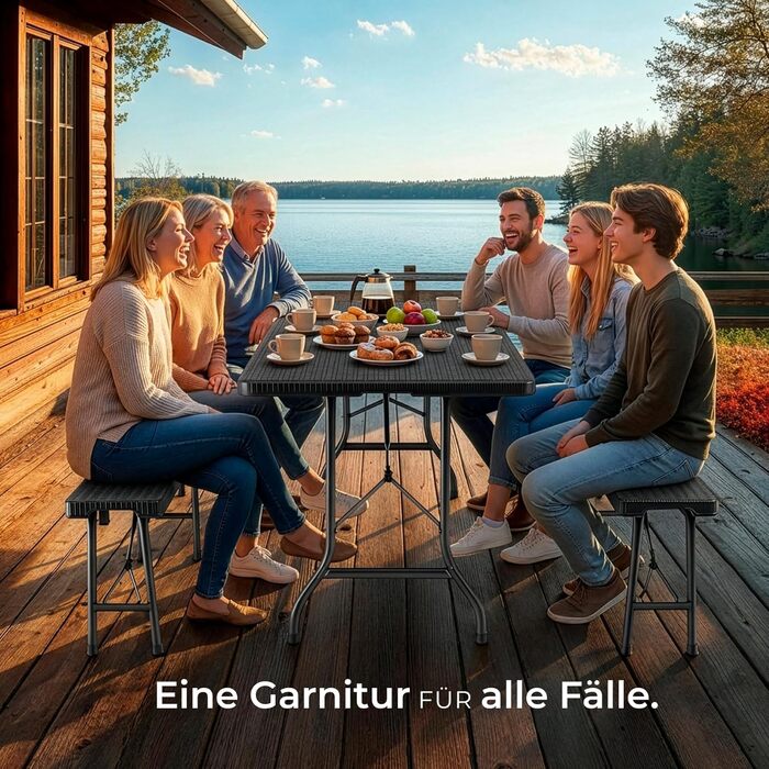 Комплект садовой мебели из 3 предметов черный tectake