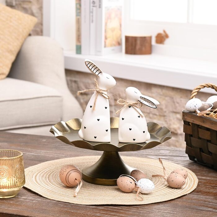 Набір із 2 керамічних пасхальних зайчиків прикраси столу Valery Madelyn
