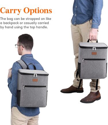 Рюкзак-холодильник Рюкзак-холодильник Сумка-холодильник Сумка для пикника Большая изолированная сумка-холодильник Мужчины Женщины Для Пляжа / Пикника / Кемпинга / Барбекю / Пеших прогулок, Серый, 24L Cool