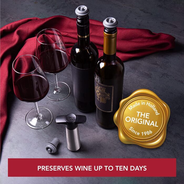 Вакуумна помпа для вина з пробками, набір 3 предмети Wine Saver Vacu Vin