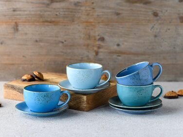 Набір чашок для капучино із блюдцями, 8 предметів, блакитний Aqua Nature Collection Creatable