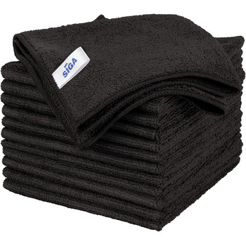 Серветки з мікрофібри 32 х 32 см, набір 12 предметів, чорні MR.SIGA