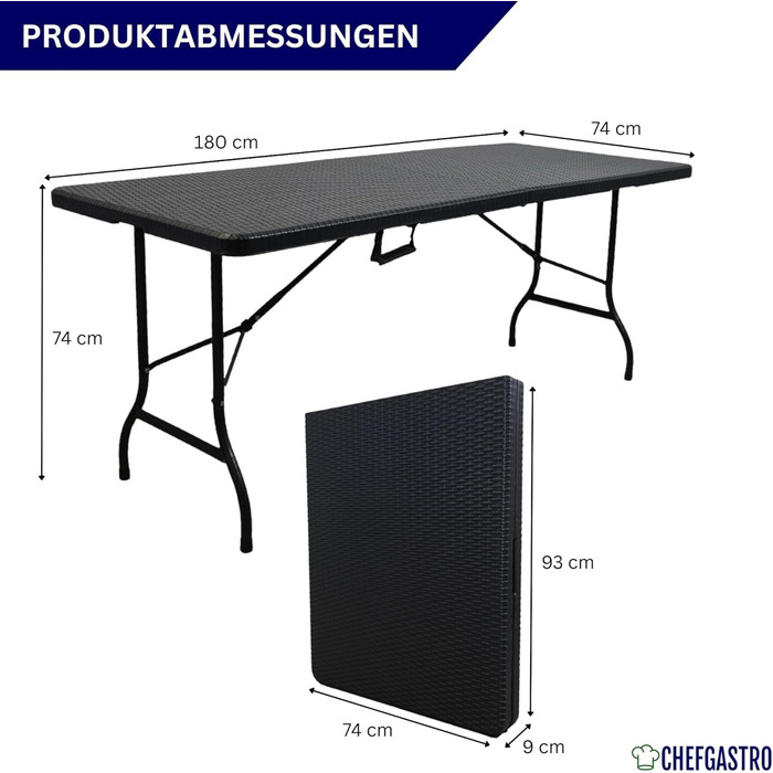 Складаний фуршетний стіл 180 x 74 х 74 см CHEFGASTRO