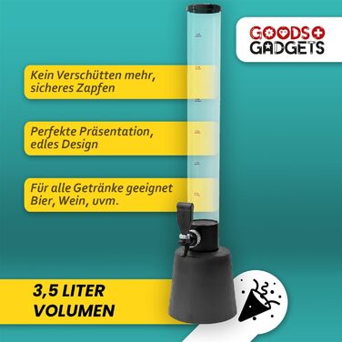 Система розливу пива та колона для напоїв 3,5 л з охолодженням Преміальний диспенсер для напоїв та пивна колона для вечірок Колона для напоїв, кран для розливу та пивна вежа Ідеальний гаджет для пива та диспенсер для Aperol 1 x колона 3,5 л