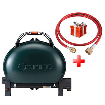 КОМПЛЕКТ Портативний переносний газовий гриль O-GRILL 500, зелений + шланг в подарунок! Код: 013367
