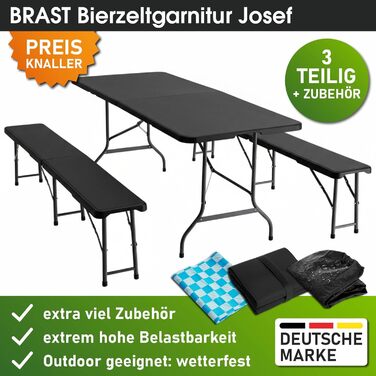 Комплект із 3 предметів стіл та лавки чорні BRAST