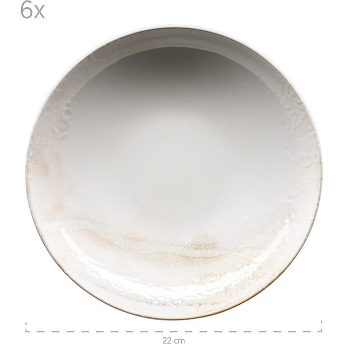 Набор тарелок Mser, керамогранит Ossia, 6 персон, набор тарелок белый/бежевый
