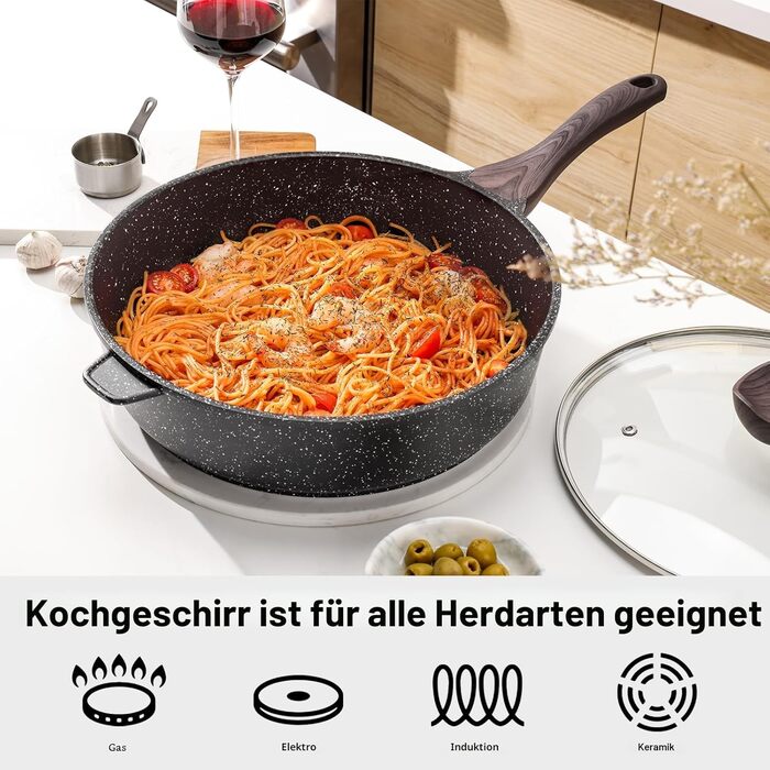 Сковорода с антипригарным покрытием и крышкой 30 см Kordisen