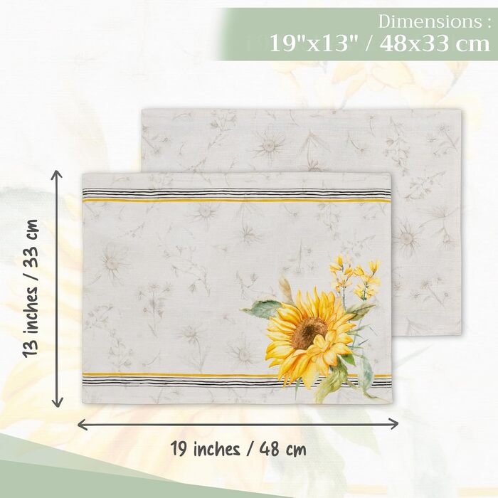 Бавовняні килимки для серветок, набір з 4 шт. , декоративні килимки для серветок, пасхальні килимки, що миються, для свят, вечерь, весни, літа (33 см x 48 см) (048 - Candice), 39Hermine 100