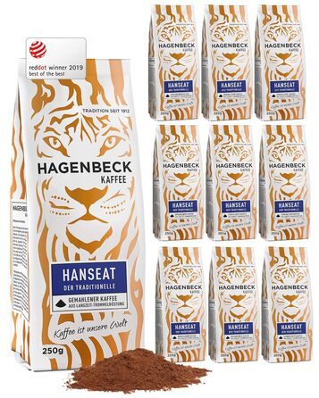 Кава - Кав&39ярня - Смажена кава - Мелені кавові зерна - 250 г - 100 арабіка - Ароматна - Традиційна кавова суміш (Hanseat, 250 г (10 шт.))