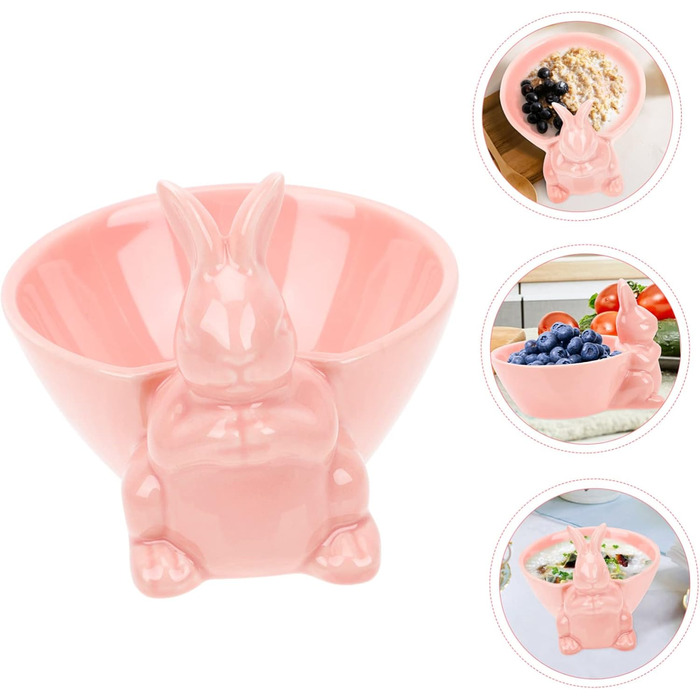 Керамическая миска с кроликом розовый HOLIDYOYO