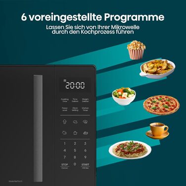 Мікрохвильова піч Hisense H20MOBP1HI / 700 Вт / InverterTech / Керамічне покриття / Преміальне скло / Виготовлена на замовлення, багатофазне приготування / Функція розморожування / 5 рівнів потужності / Блокування від дітей / Чорна (23 л, цифрове керуванн