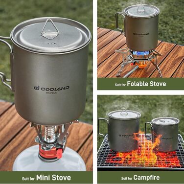 Титановая кружка с крышкой и ложкой-вилкой 420 мл Odoland