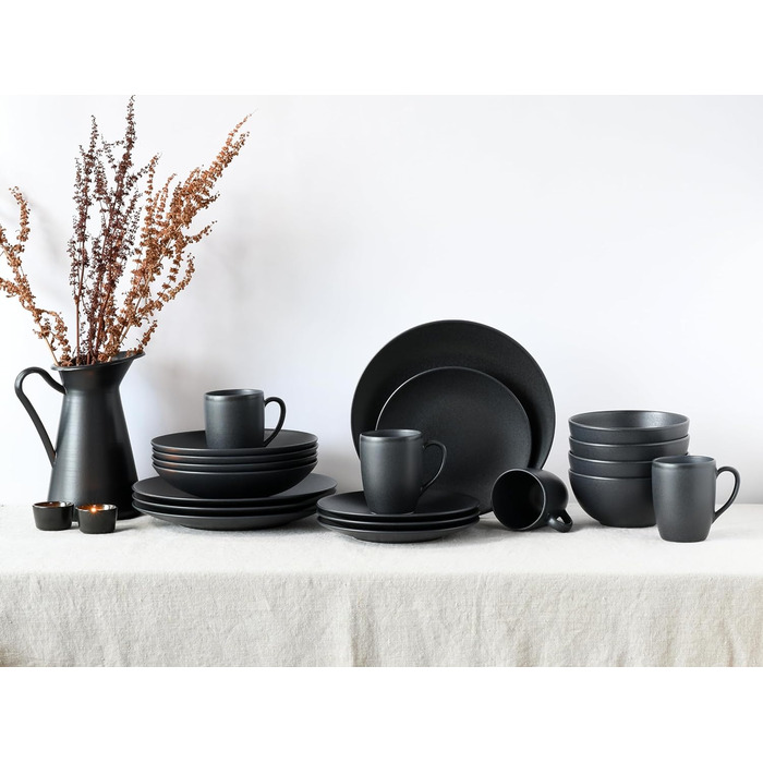 Набір посуду на 4 персони, 20 предметів, чорний Soft Touch Black Creatable