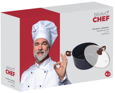 Каструля Bravo Chef класична 24 см (4.1 л) з кришкою (6859888)