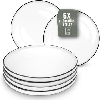 Набір посуду 6 персон Скандинавський стиль - Premium Porcelain White 18 предметів - Набір посуду для посудомийної машини та мікрохвильової печі - Столовий сервіз, Набір мисок та тарілок - Стильний посуд, Столовий посуд (маленькі тарілки (6x))