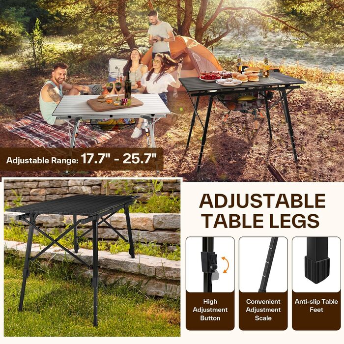 Складной стол для кемпинга и пикников черный Sportneer