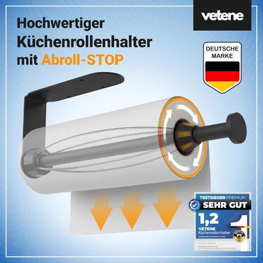 Держатель для кухонных рулонов, чорний Zewa Vetene