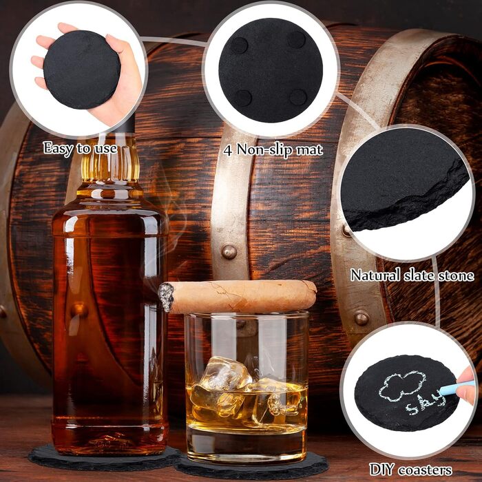 Набір із 50 круглих підставок із натурального сланцю Yinder