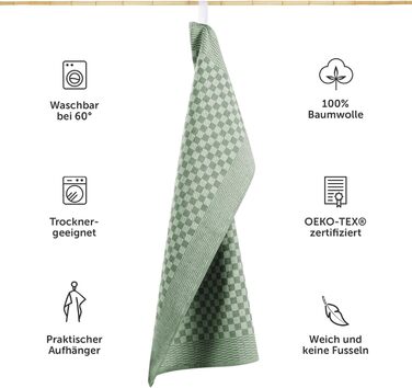 Кухонні рушники бавовняні 50 x 70 см, набір 5 предметів, зелені Blumtal