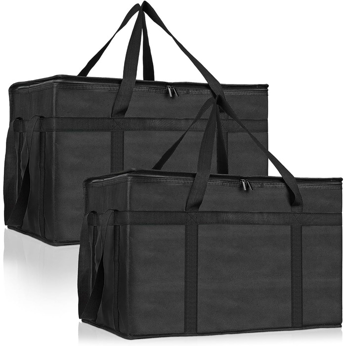 Складні, ізольовані сумки для їжі з шарами, чудово зберігають тепло для кемпінгу та пікніків, водонепроникна сумка-холодильник для кемпінгу (чорна), 2