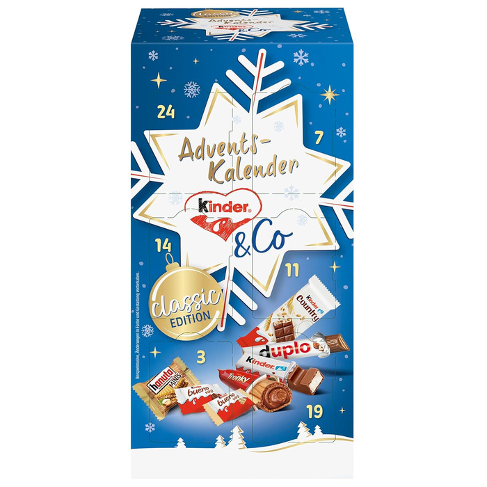 Рождественский адвент-календарь с 24 шоколадными деликатесами, 295 г Kinder & Ferrero