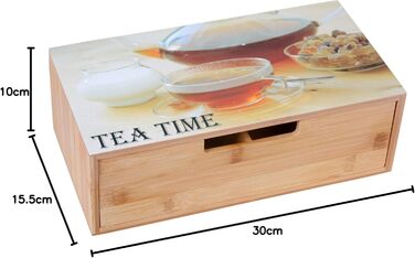 Чайна коробка GRWE з 10 відділеннями, відкидною кришкою, оглядовим віконцем, коробкою для чайних пакетиків для зберігання чаю з захистом від аромату - 36 x 20 x 9 см Велика - 10 відділень (бамбук, середня - 4 відділення)