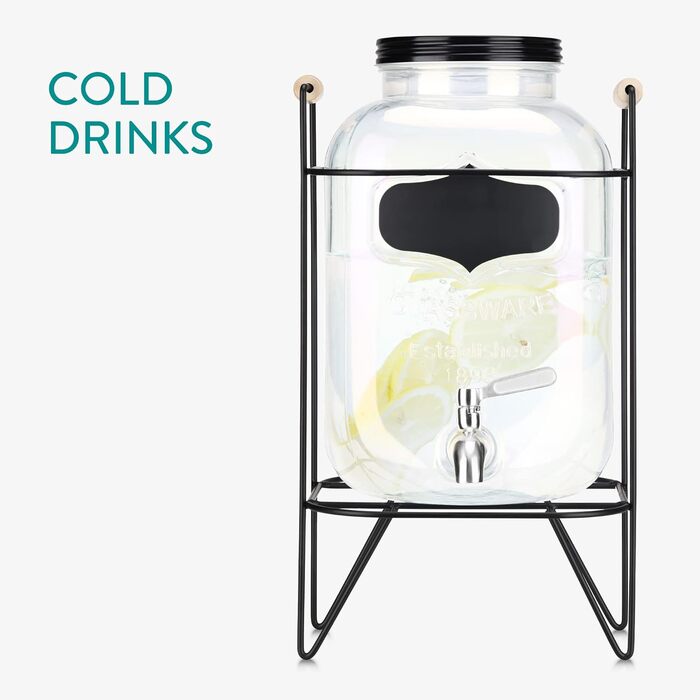 Диспенсер для напитков стеклянный 5 л Navaris