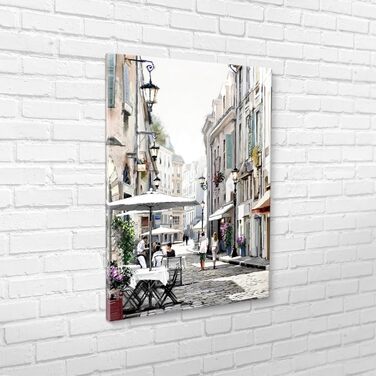 Картина на полотні STYLER 60 x 80 см I Жінка в літньому капелюсі Середземноморський прибережний пейзаж I Вітальня, спальня, офіс I Настінна прикраса з морським колоритом на тему відпочинку I Зроблено в Європі (100Д x 70Ш см, вулиця)