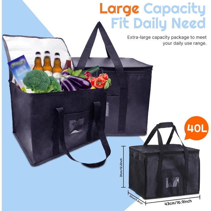 Термосумка 40 л чорна SUOXU