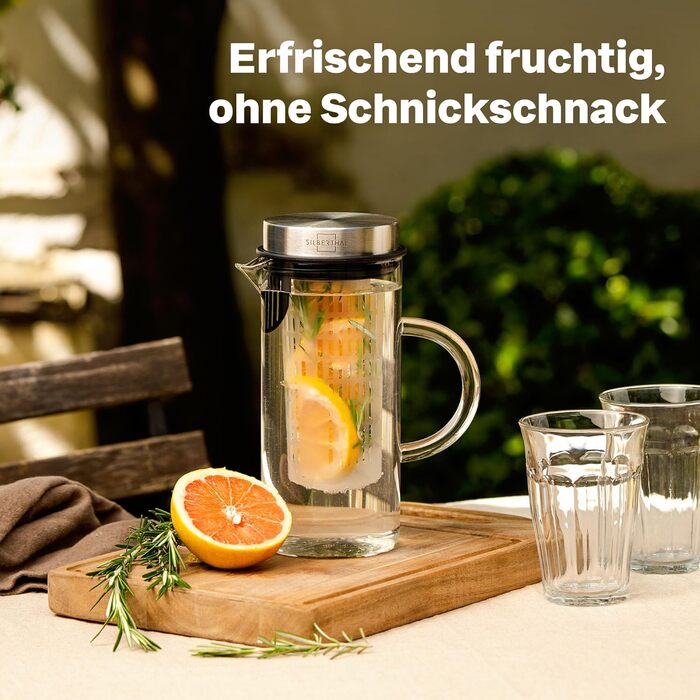 Набір із 2 скляних графинів 1 л з вставкою для фруктів Silberthal