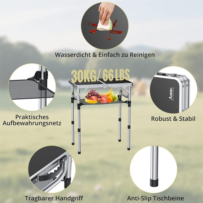 Сложный серый кемпинговый столик Anbte