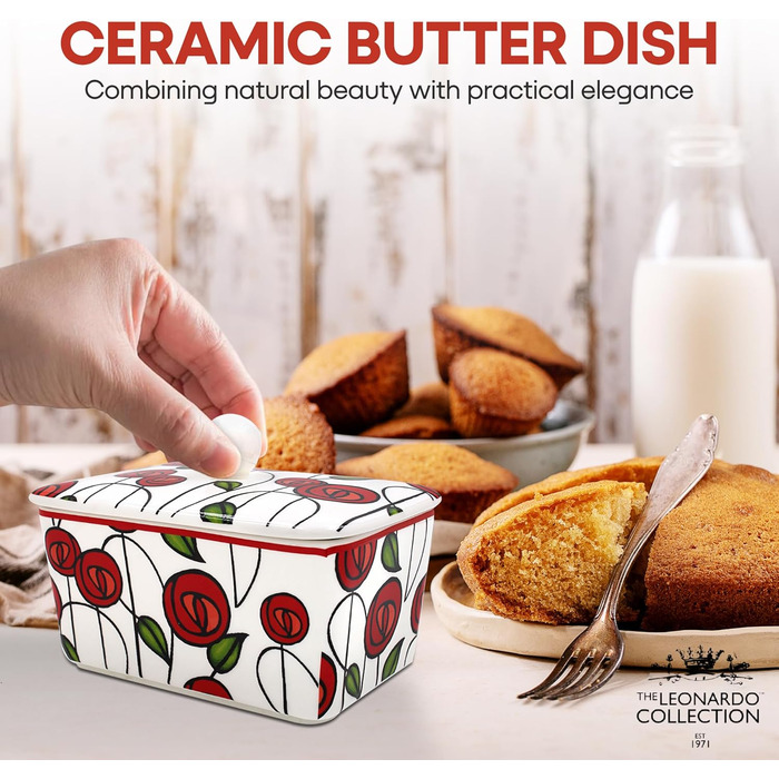 Маслянка з кришкою, китайська кераміка, з гарними акварельними мотивами, розроблена галереєю Дженніфер Роуз для Busy Bees (Mackintosh)