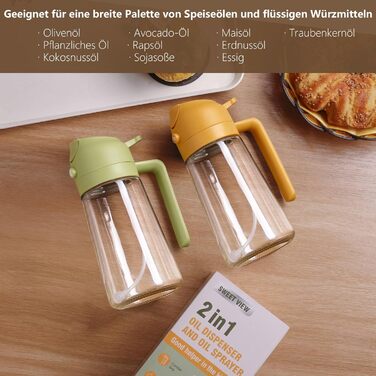 Дозатор та розпилювач олії 470 мл 2-в-1, жовтий SWEET VIEW