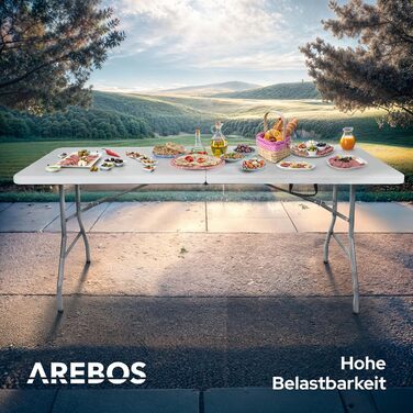 Складной фуршетный стол 182 x 74 x 74 см белый Arebos