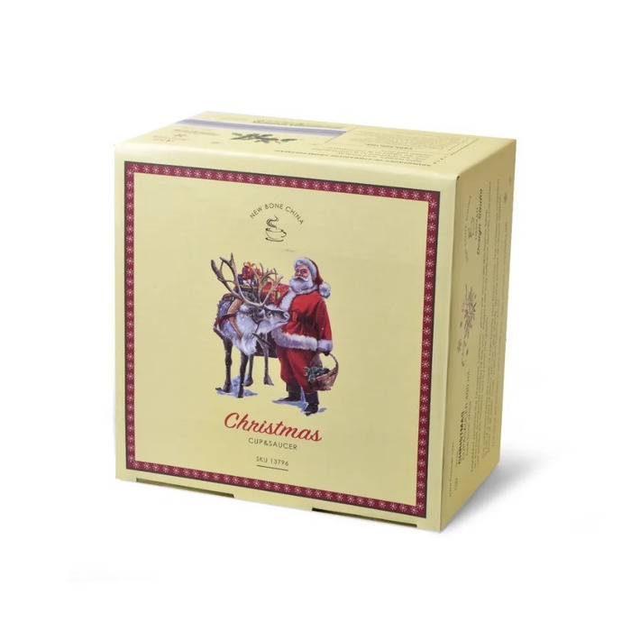 Чашка Fissman CHRISTMAS 400 мл фарфор з блюдцем (13796)