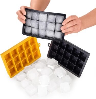 Силіконові формочки для льоду Blumtal 2x24 - Форма для льоду - Силіконова форма для льоду розміром 2,6 см - 2 форми для льоду розміром M - Льодогенератор без BPA 2 шт. - Кубики M (Кубики XL, Чорний, Синій - Гостра гірчиця)