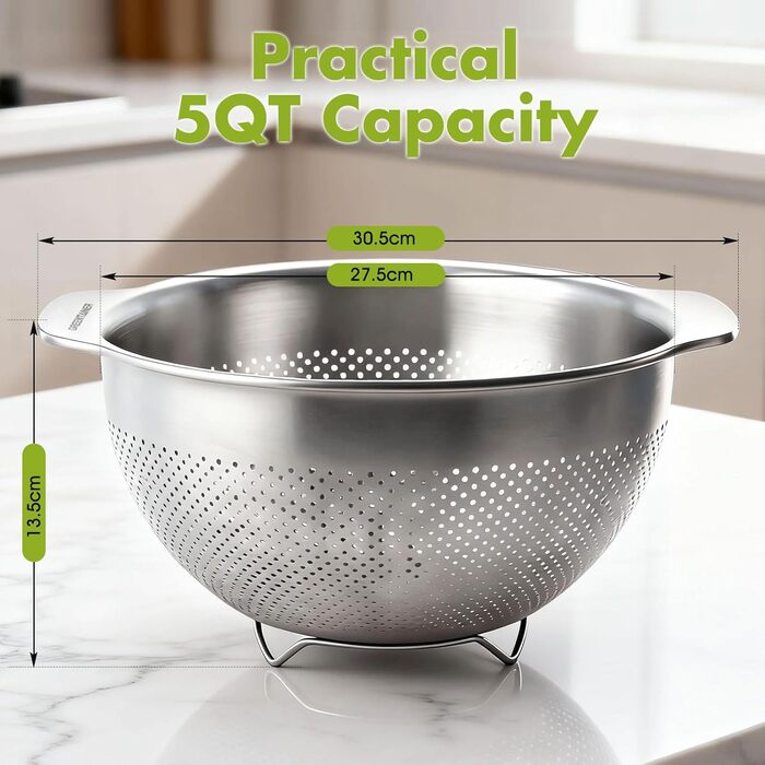 Кухонний друшляк-сито з 2 ручками 27 см Greentainer