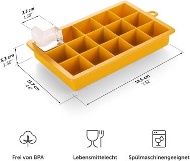 Силіконові формочки для льоду Blumtal 2x24 - Форма для льоду - Силіконова форма для льоду розміром 2,6 см - 2 форми для льоду розміром M - Льодогенератор без BPA 2 шт. - Кубики M (Кубики XL, Чорний, Синій - Гостра гірчиця)