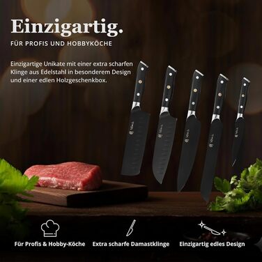 Набор кухонных ножей 5 предметов с магнитным блоком Wakoli