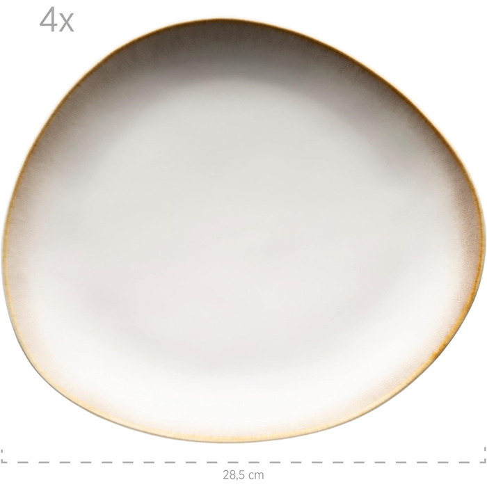 Сучасний набір посуду для 4 осіб з унікальною формою та градієнтом кольорів від бежевого до кремово-білого, комбінований сервіз із 16 предметів у вінтажному вигляді, комбінований сервіз керамограніту бежевий, 931991, La Sinfonia