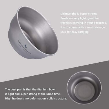 Безмежна подорож Титанова пластина Тарілка Посуд для кемпінгу на відкритому повітрі Зовнішня миска Титановий посуд і посуд Вимірювальний набір для кемпінгового рюкзака (Ti15163B-U)