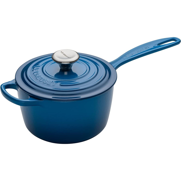 Чугунный сотейник Ø 16 см, 1,5 л с крышкой, синий Марсель Signature Le Creuset