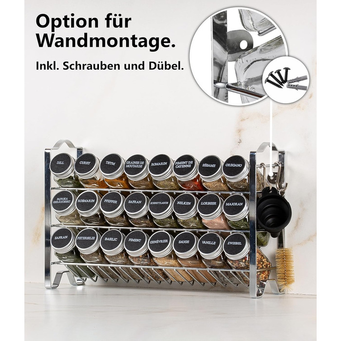 Підставка для спецій трирівнева з 24 баночками, хромована Deco haus