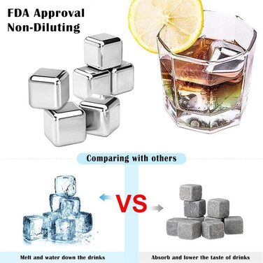 Набір металевих охолоджувальних каменів для віскі з нержавіючої сталі Ulalaza