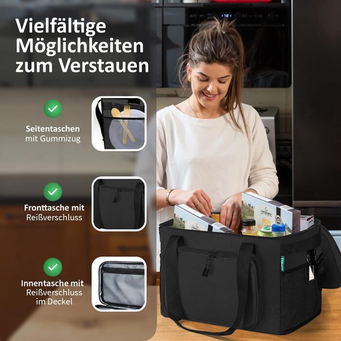 Складана водонепроникна термосумка 30 л чорна COTTARA