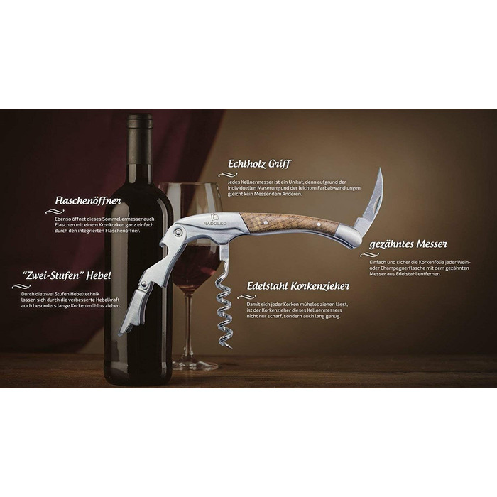 Професійний сомельє штопор-ніж для вина RADOLEO