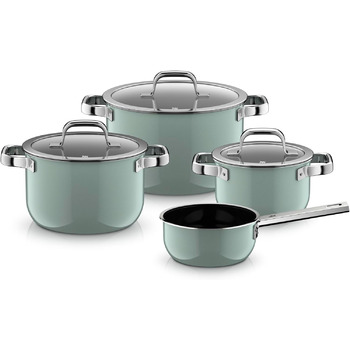 Набір каструль зі скляними кришками, 4 предмети, зелений Fusiontec Mineral Pro WMF